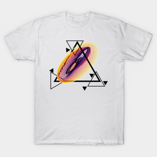 Harmonic Motion Geometry | Inferno Wormhole Yellow Red Black T-Shirt by aRtVerse